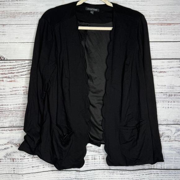 41 Hawthorn Black Scalloped Open Front Cardian Jacket 2X - Picture 1 of 3